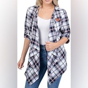 UG APPAREL‎ Women's Auburn University Buffalo Plaid Open Drape Cardigan Size S